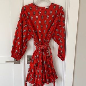 Rhode red dress with flowers